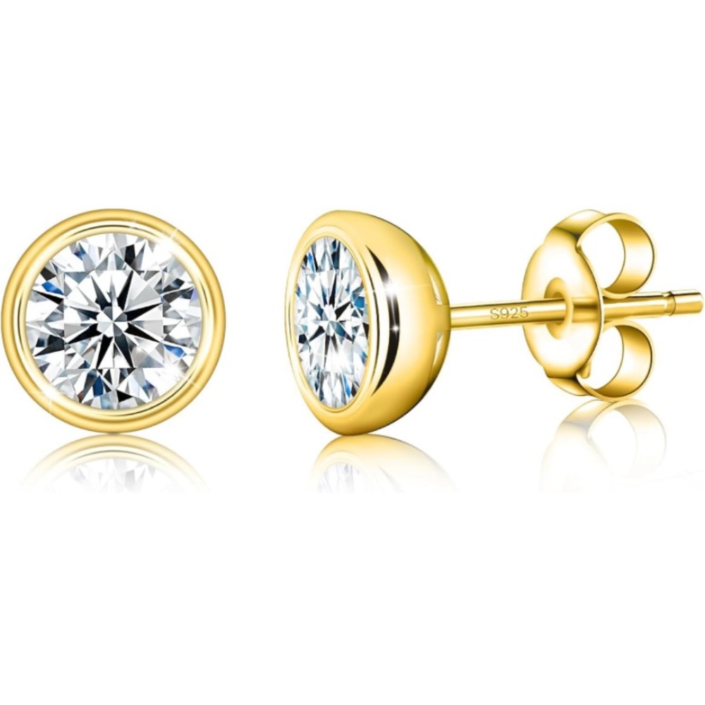 Bezel Vintage 18k 1 Cttw Round Diamond Earrings